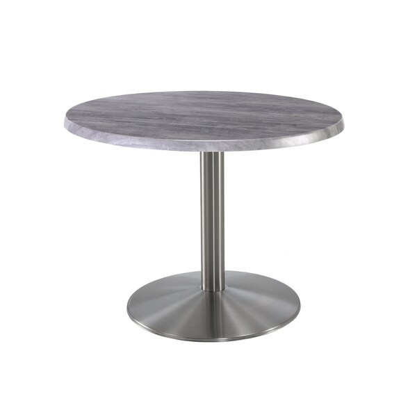 Holland Bar Stool Co 30" Tall OD214 Stainless Steel Table Base 22" Diameter 30" Diameter Greystone Top OD214-2230SSOD30RGryStn - main